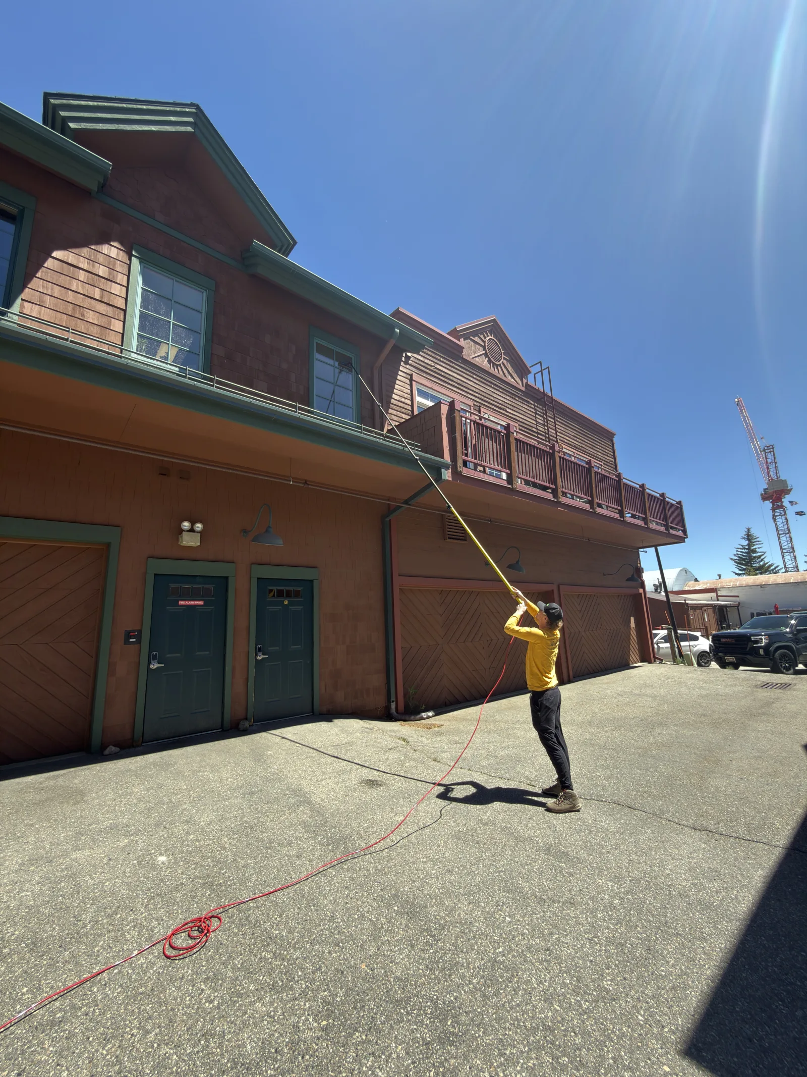 Recent work: window cleaning with a water-fed pole on a commercial building in Frisco Colorado